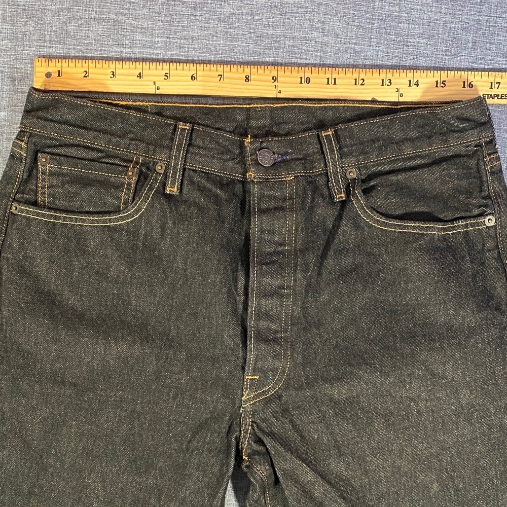 Levi’s 501 Black Denim Jeans Men’s 36x30 Button Fly Straight Leg Classic Vintage - Picture 9 of 10